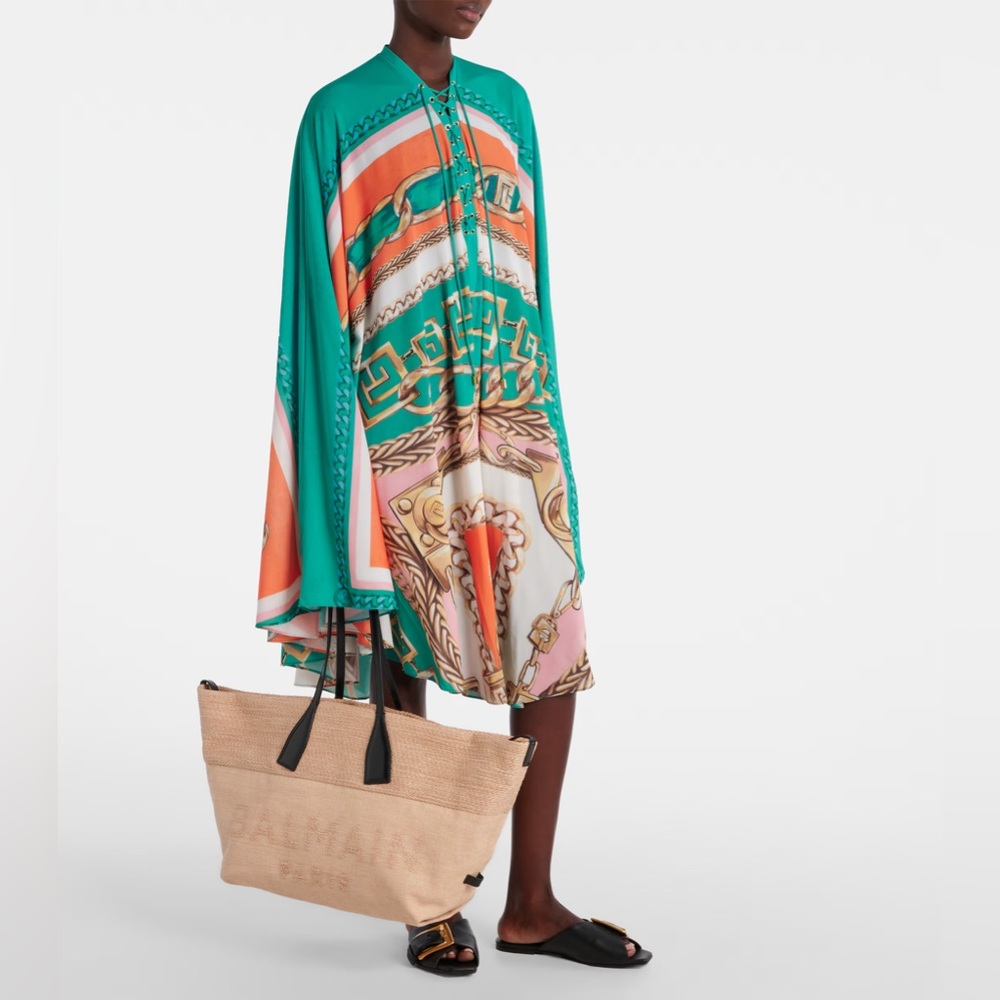 BALMAIN Track Medium Raffia tote bag